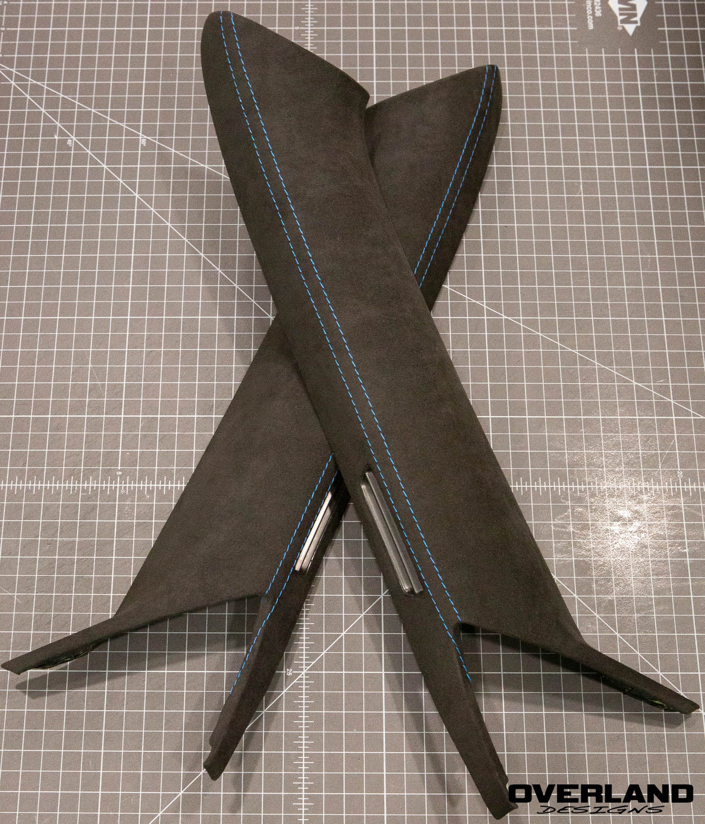 Black Alcantara with Blue Stitching